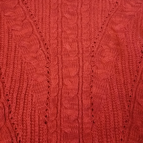 Women's Cherry Red Cable-Knit Lightweight Sweater - Picture 2 of 4